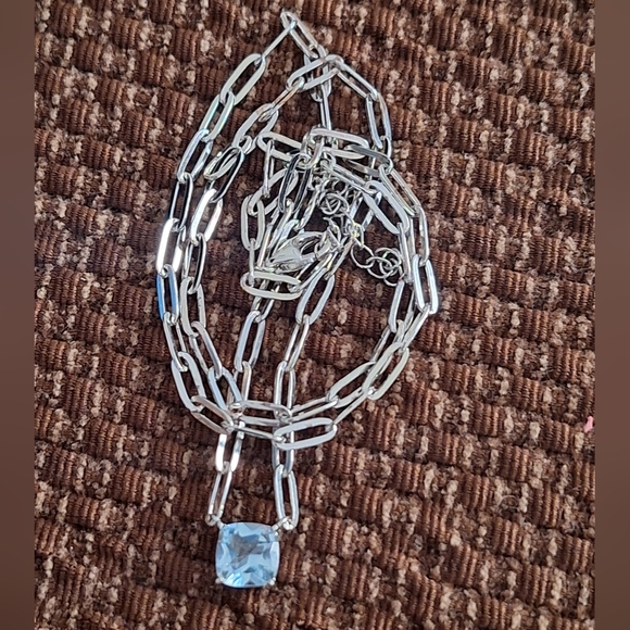 QVC Affinity Gems 🦋Blue Topaz Paperclip Necklace Sterling Silver 18" w/extender - Picture 7 of 12
